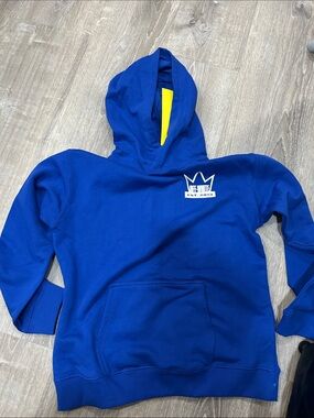 Off-White Kids Royal Blue Hoodie with Yellow Accents